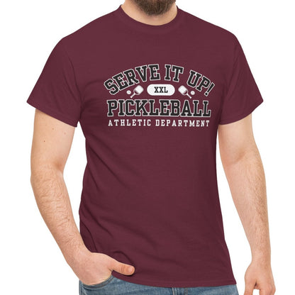 Eddy and Rita Unisex Heavy Cotton T-Shirt - "Serve It Up Pickleball Athletic Department" Graphic Tee