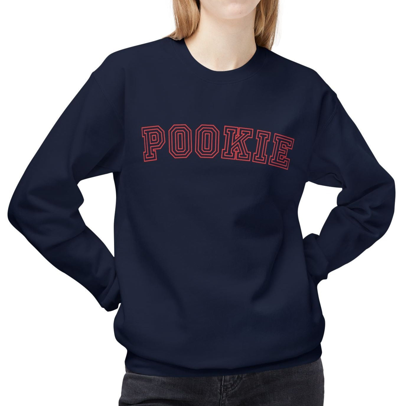 Eddy and Rita Women's Midweight Crewneck Sweatshirt - "Pookie" Cute and Cozy Graphic Pullover