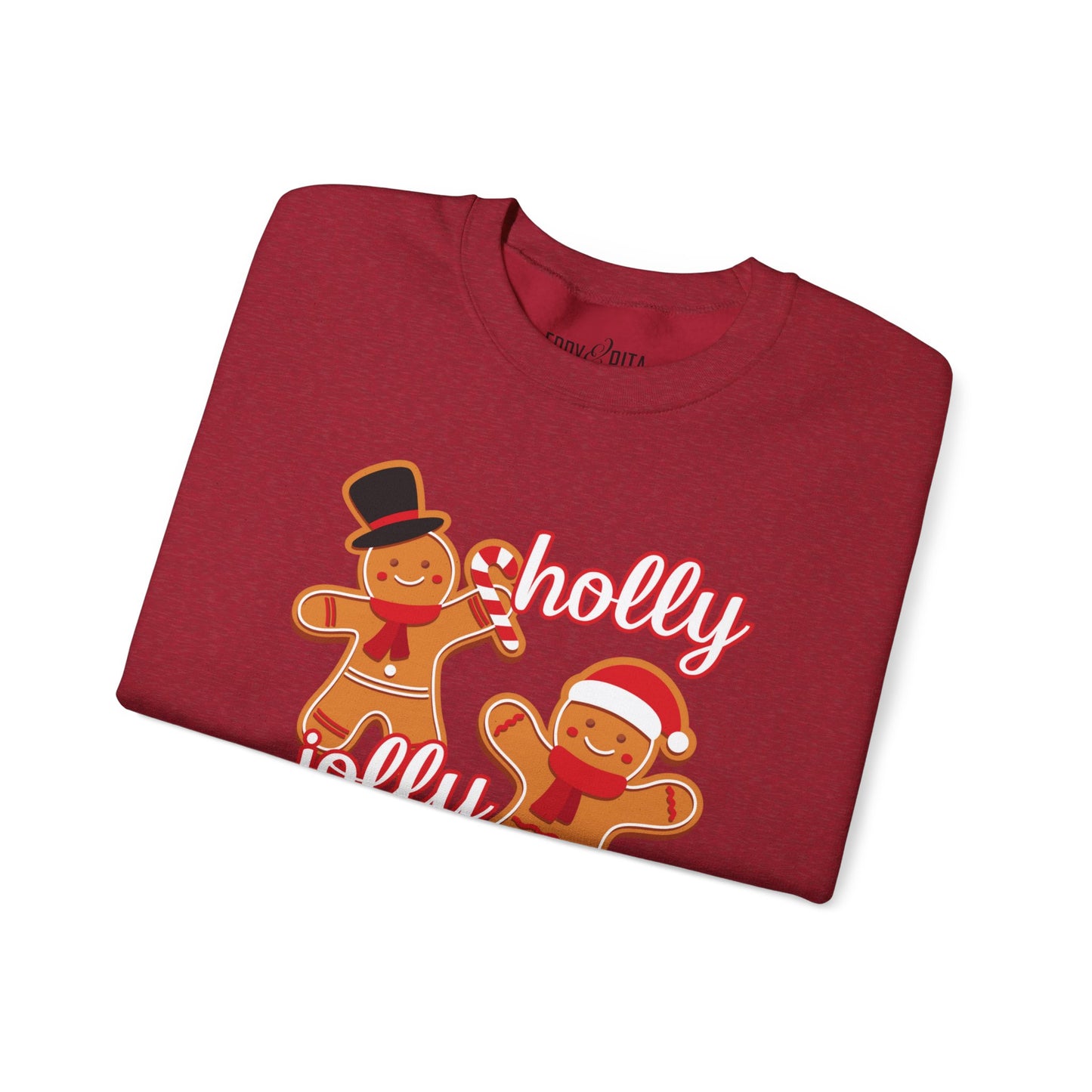 Women’s Heavy Sweatshirt – Holly Jolly Gingerbread Design | Cozy and Festive Holiday Fashion