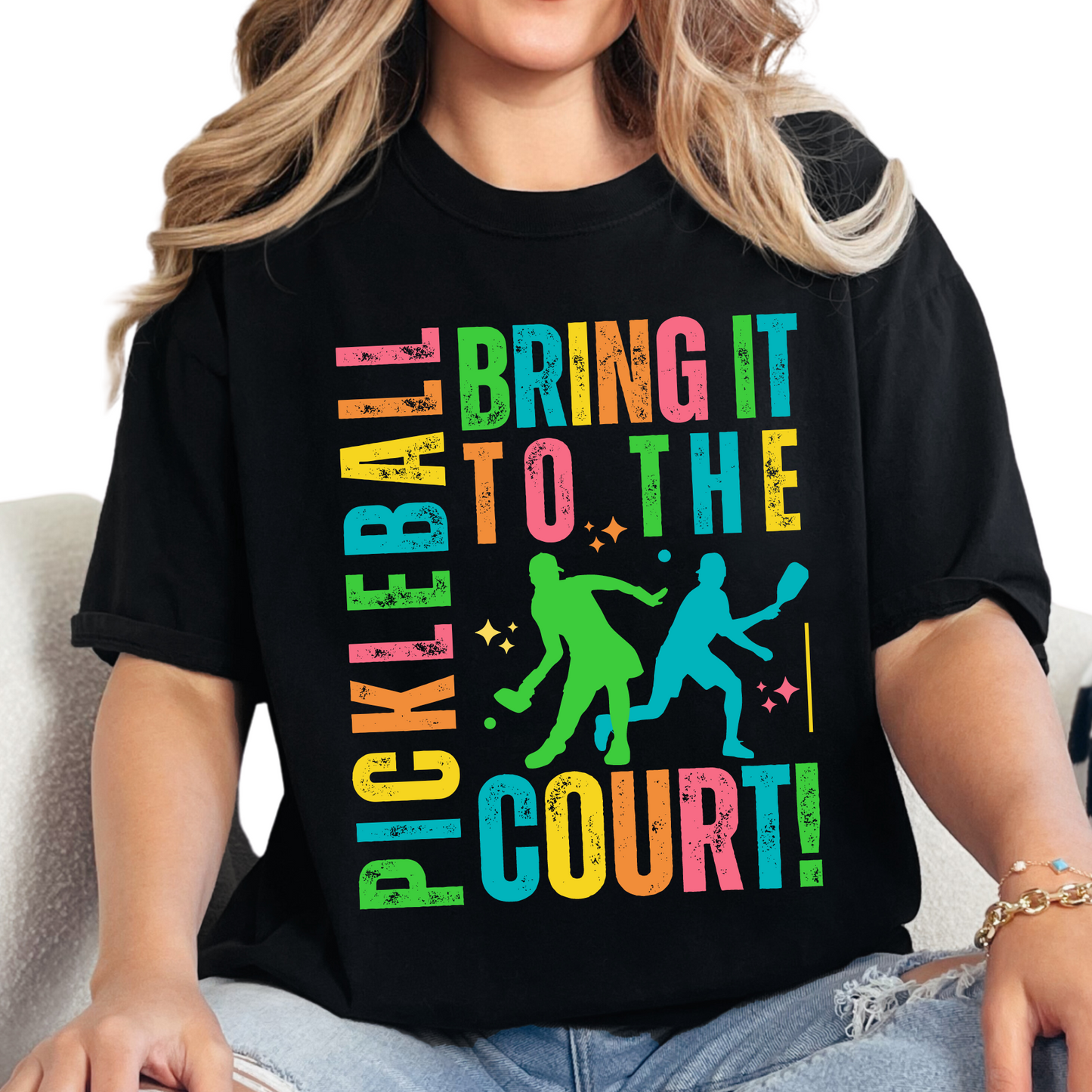 Eddy and Rita Women's Heavy Cotton T-Shirt - "Pickleball: Bring It to the Court" Graphic Tee for Sports Enthusiasts