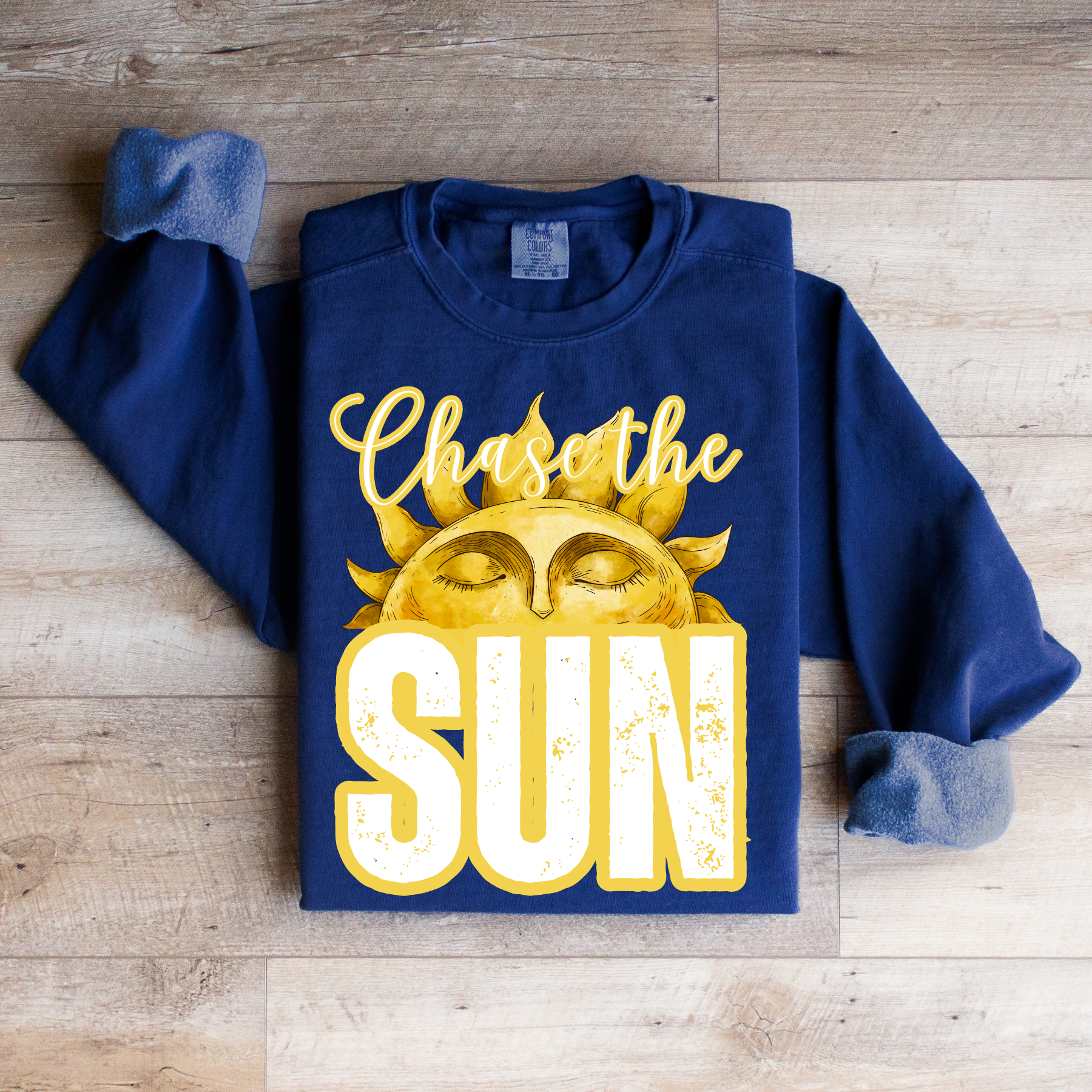 Chase the Sun Women's Comfort Colors Sweatshirt - Cozy and Inspirational - Eddy and Rita