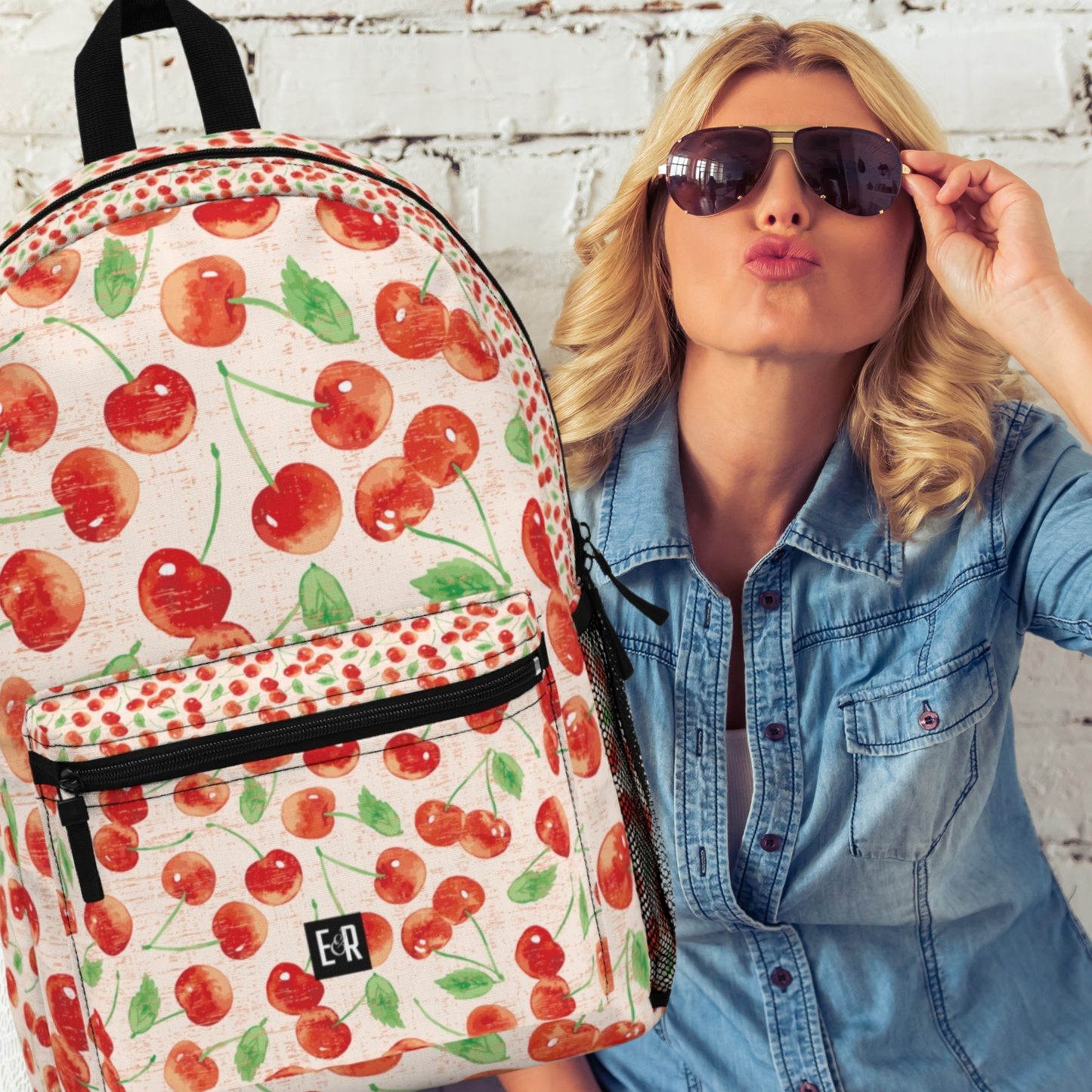 Eddy and Rita Women's Cherry Print Backpack - Premium Designer Bag for Stylish Moms, Nurses, and Professionals