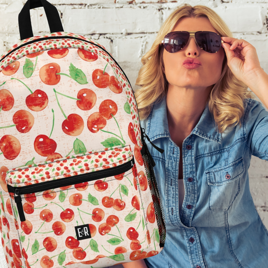 Eddy and Rita Women's Cherry Print Backpack - Premium Designer Bag for Stylish Moms, Nurses, and Professionals