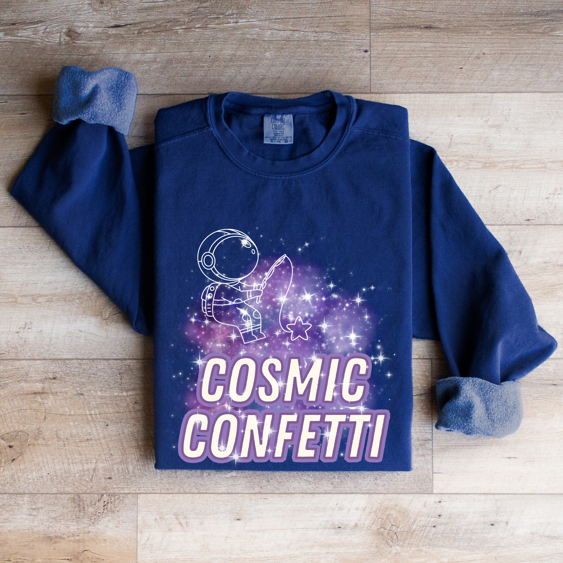 Cosmic Confetti Women's Comfort Colors Sweatshirt - Cozy and Unique - Eddy and Rita