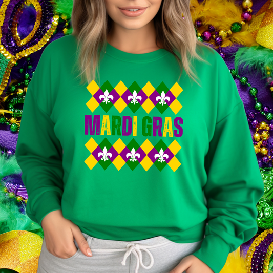 Mardi Gras Fleur-de-Lis Women's Sweatshirt: Festive Comfort with Stylish Elegance - Eddy and Rita