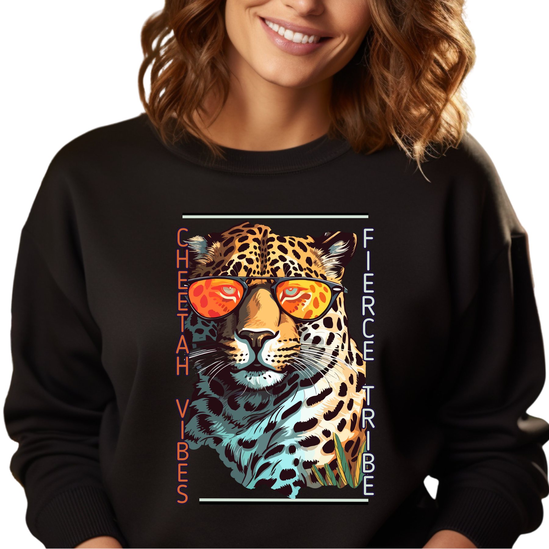 Cheetah Vibes: Join the Fierce Tribe Women's Sweatshirt - Eddy and Rita