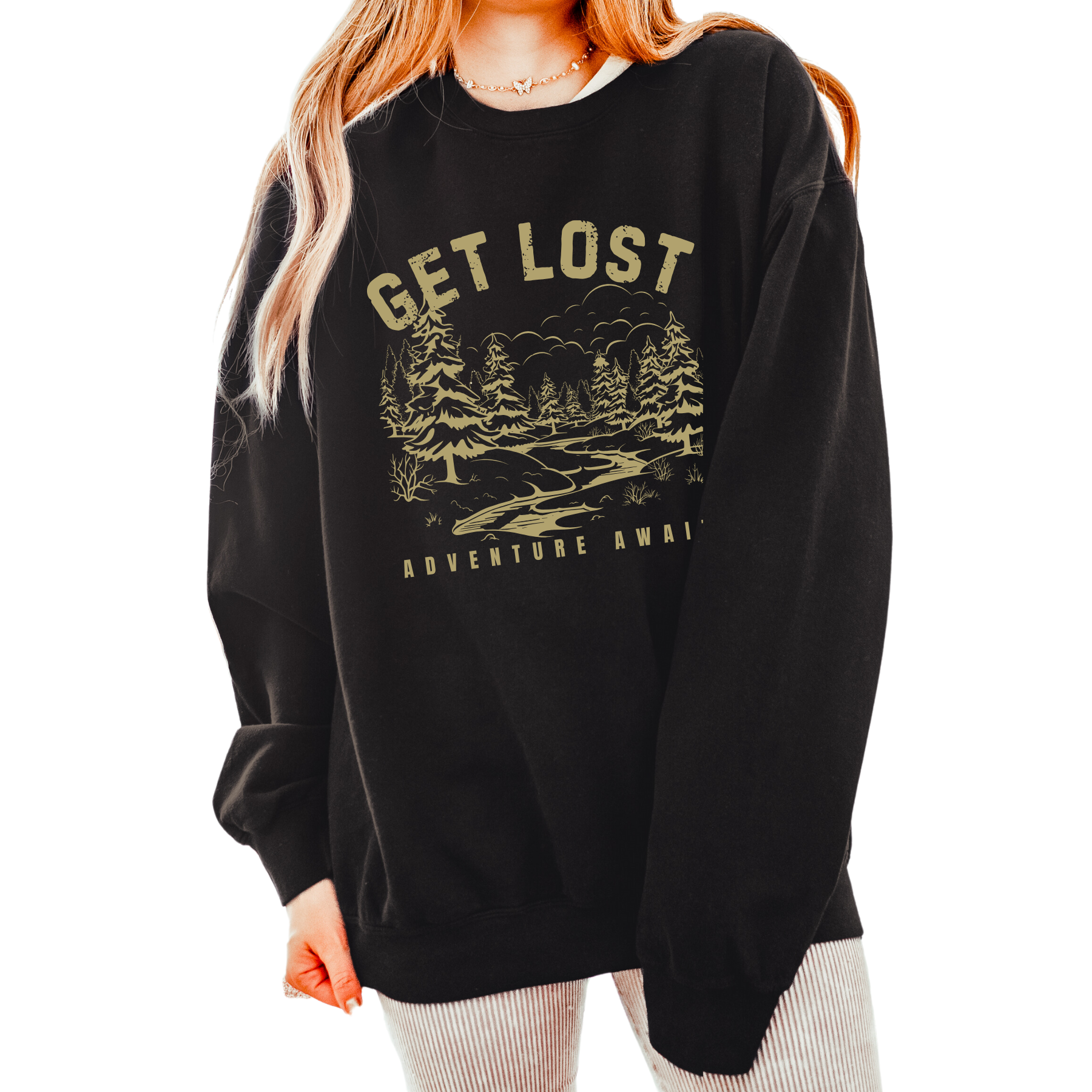 Eddy and Rita Women's Comfort Colors Lightweight Sweatshirt - "Get Lost - Adventure Awaits" Graphic Sweatshirt