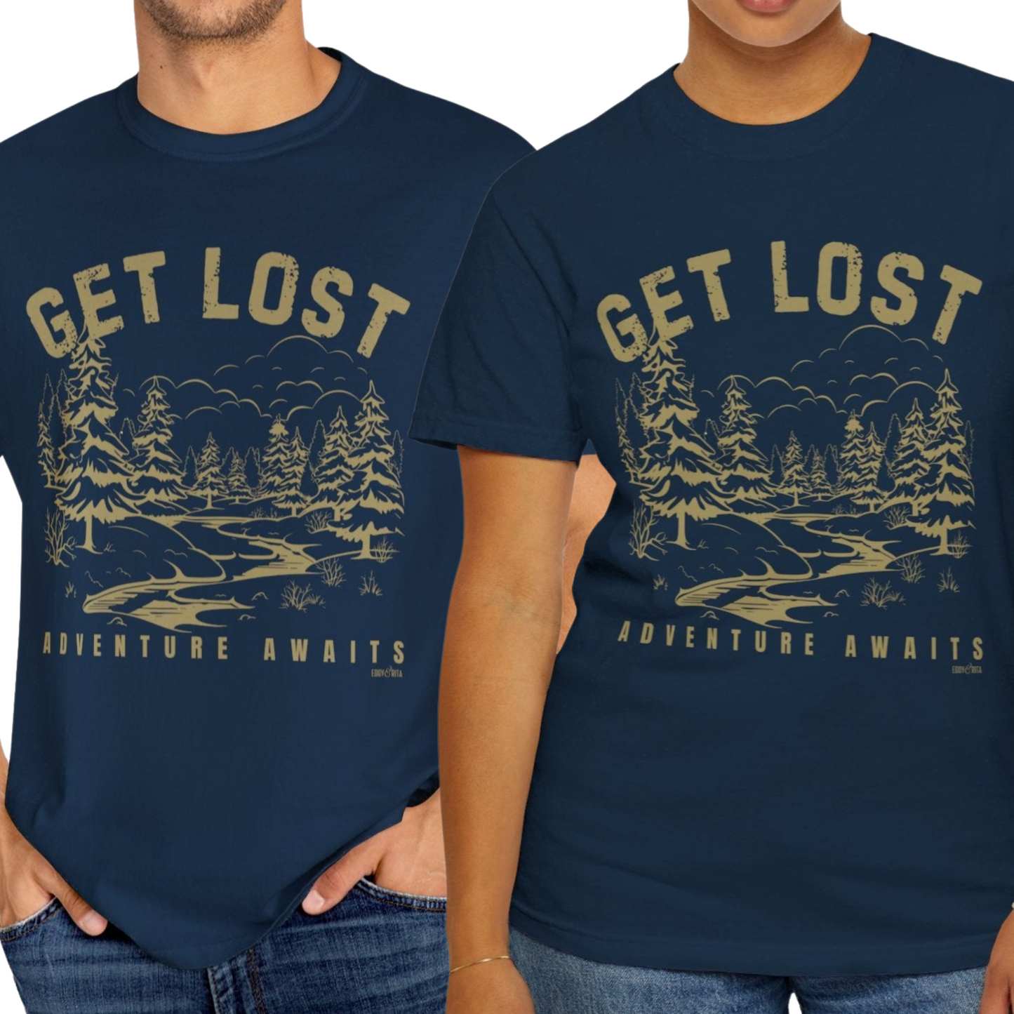 Eddy and Rita Unisex Comfort Colors T-Shirt - "Get Lost" Scenic Mountain Scape Graphic Tee