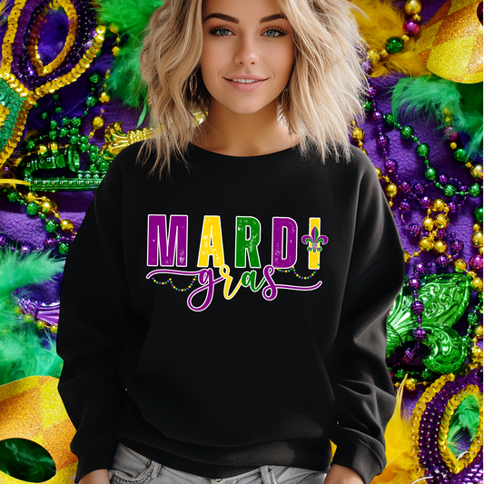 Mardi Gras Magic Women's Sweatshirt: Cozy Carnival Chic for Festive Comfort - Eddy and Rita