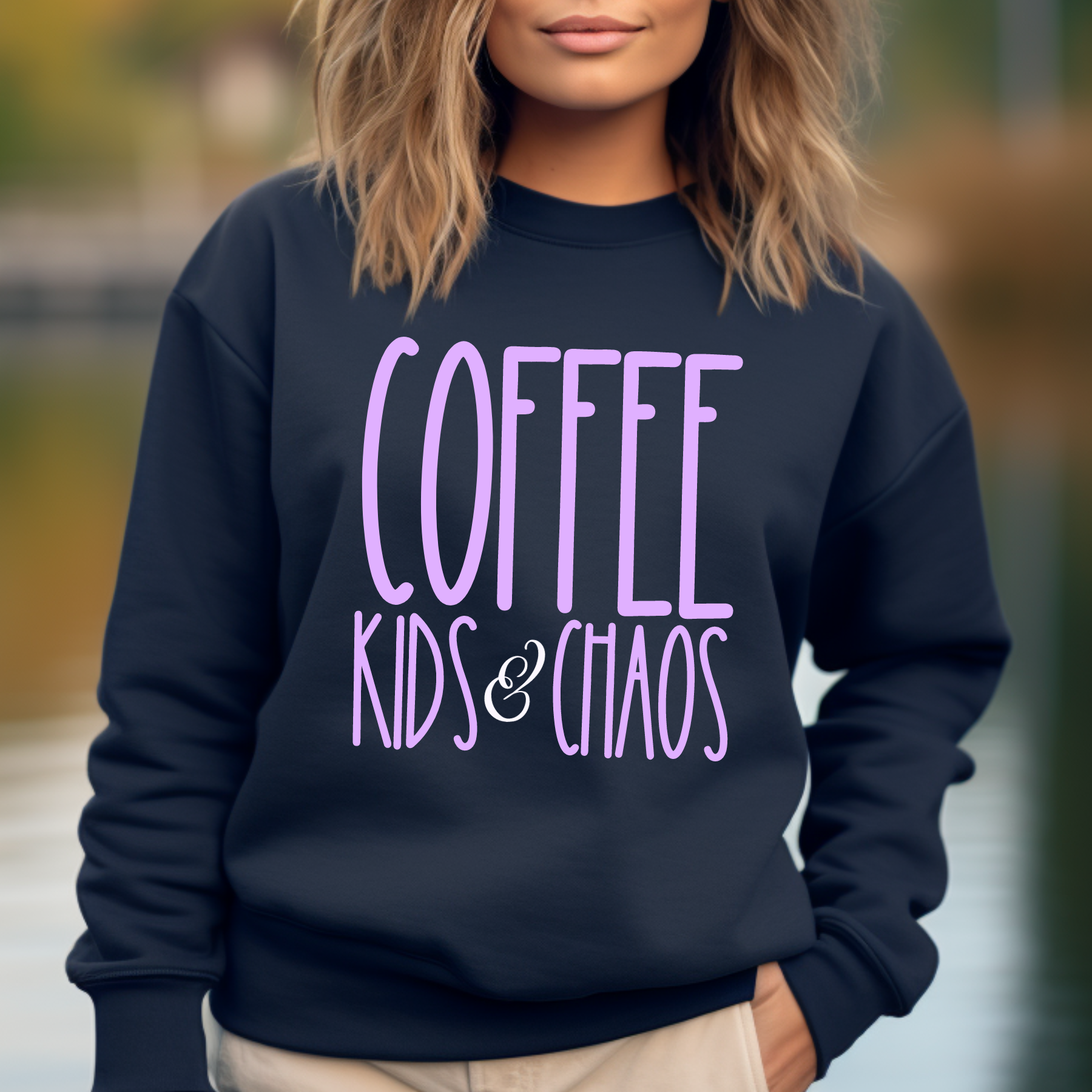 Coffee, Kids, and Chaos Women's Sweatshirt: Cozy Comfort for Busy Moms - Eddy and Rita