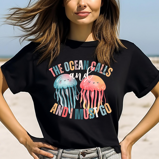 Ocean Calling Jellyfish Women's Bella Canvas Tee - Eddy and Rita