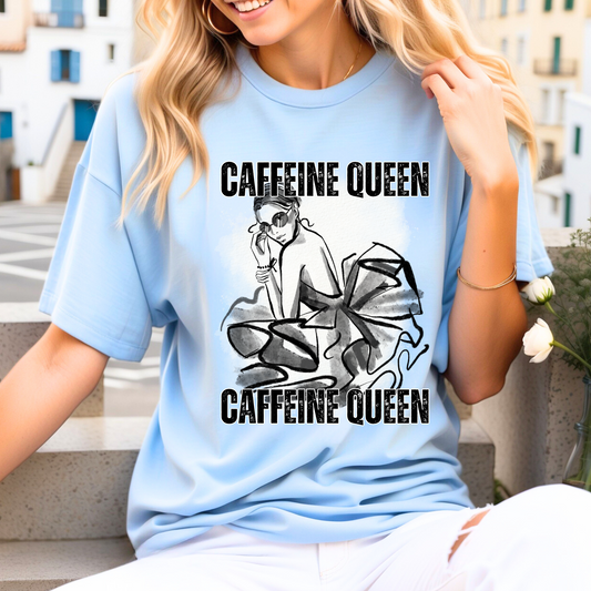 Caffeine Queen Comfort - Women's Heavy Cotton Tee for Coffee Lovers - Eddy and Rita