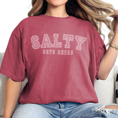 Eddy and Rita Women's Comfort Colors T-Shirt - "Salty Days Ahead" Beach Graphic Tee