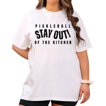 Eddy and Rita Women's Heavy Cotton T-Shirt - "Pickleball Stay Out of the Kitchen" Graphic Tee for Pickleball Enthusiasts