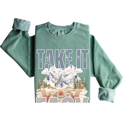 Take It Easy Cozy Comfort Colors Women's Sweatshirt - Embrace Comfort - Eddy and Rita