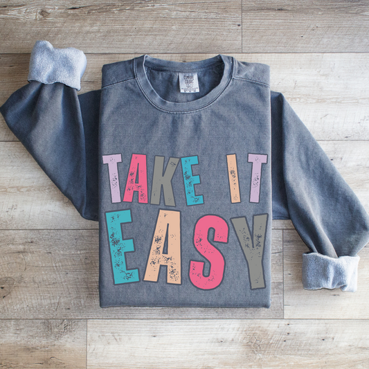 'Take It Easy' Relaxing Comfort Colors Women's Sweatshirt - Eddy and Rita