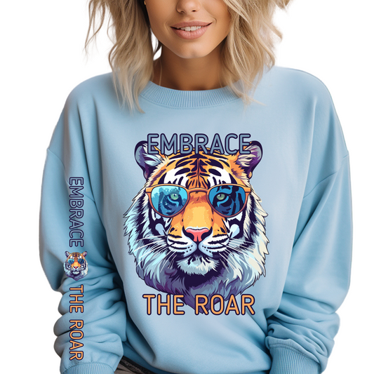 Embrace the Roar: Women's Tiger Sweatshirt with Stylish Sunglasses - Stand out in Style!