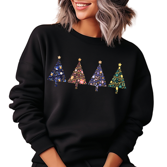 Ornate Christmas Trees Women's Sweatshirt - Eddy and Rita