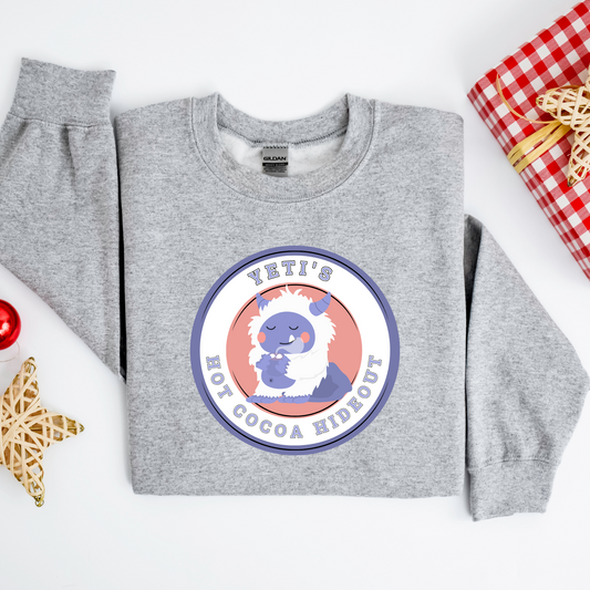 Women's Sweatshirt: Yeti's Hot Cocoa Hideout - Cozy Winter Wear - Eddy and Rita
