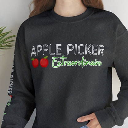 Apple Picker Extraordinaire Women's Sweatshirt: Orchard-Ready Design & Arm Detail - Eddy and Rita