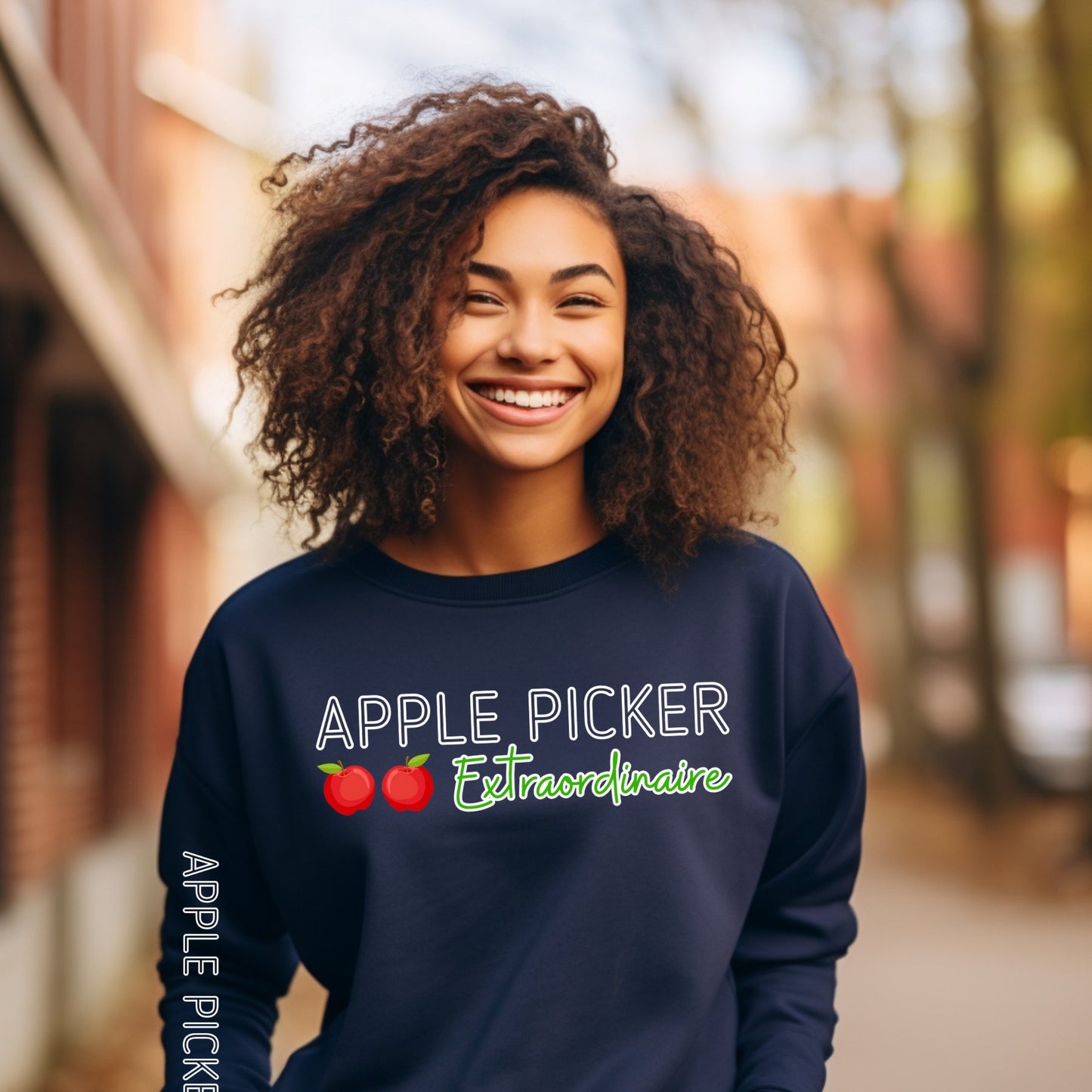 Apple Picker Extraordinaire Women's Sweatshirt: Orchard-Ready Design & Arm Detail - Eddy and Rita