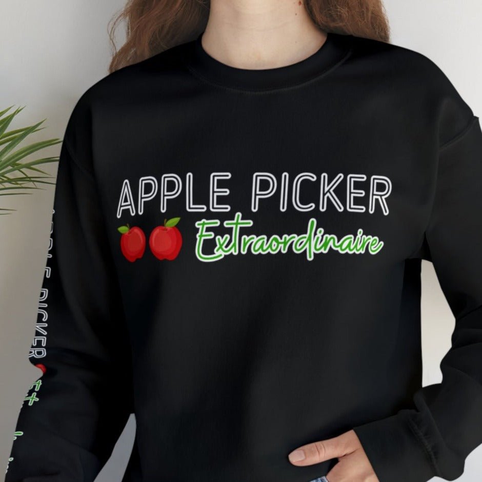 Apple Picker Extraordinaire Women's Sweatshirt: Orchard-Ready Design & Arm Detail - Eddy and Rita