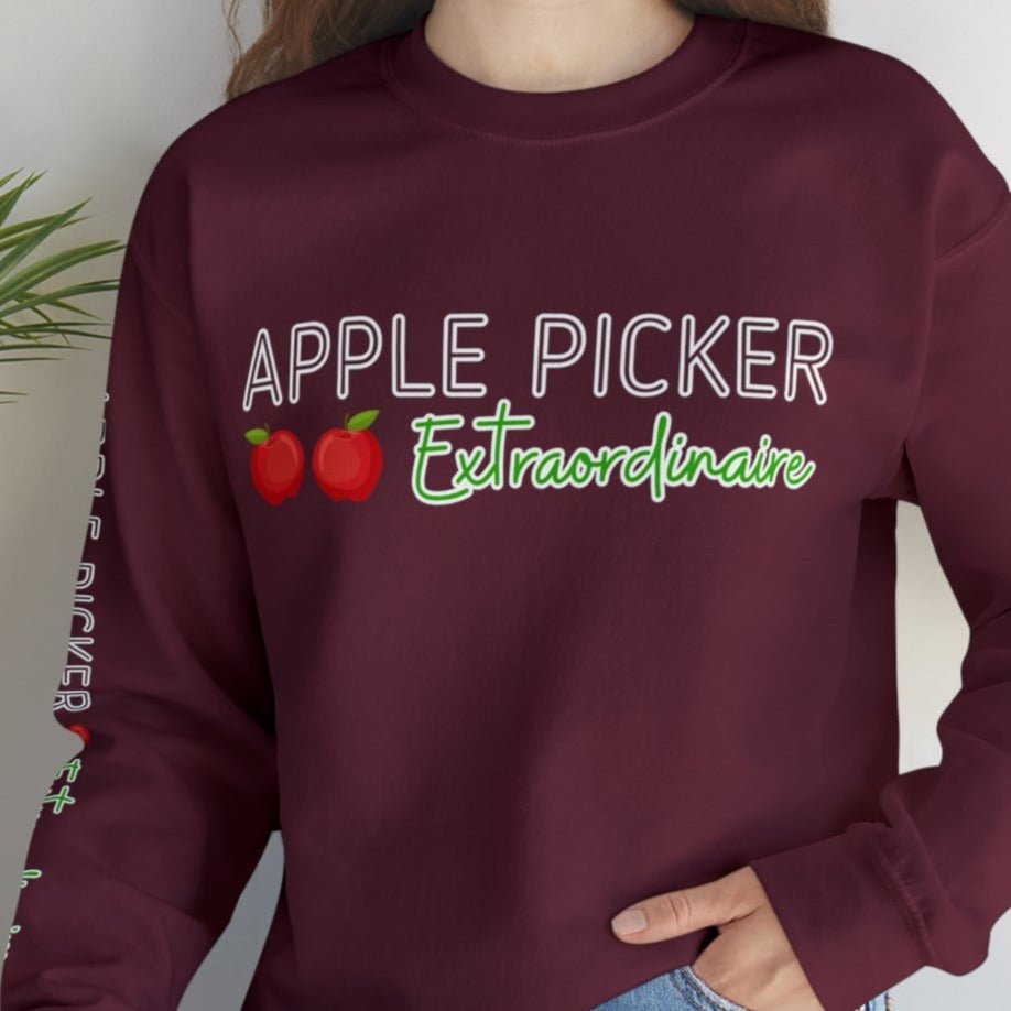 Apple Picker Extraordinaire Women's Sweatshirt: Orchard-Ready Design & Arm Detail - Eddy and Rita