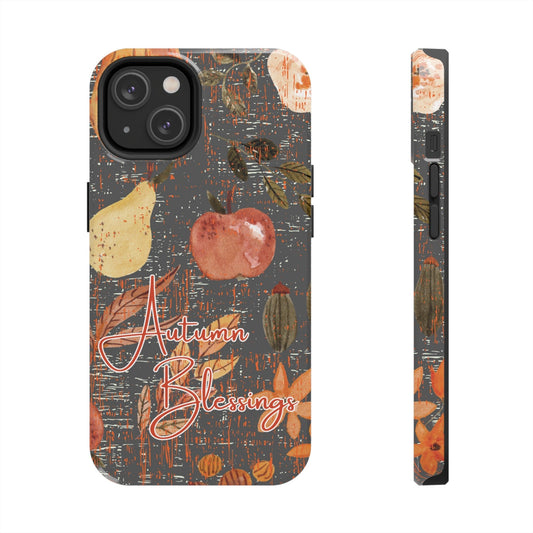 Autumn Blessings Fall Fruit Charcoal Cell Phone Case - Seasonal Harvest Design - Eddy and Rita