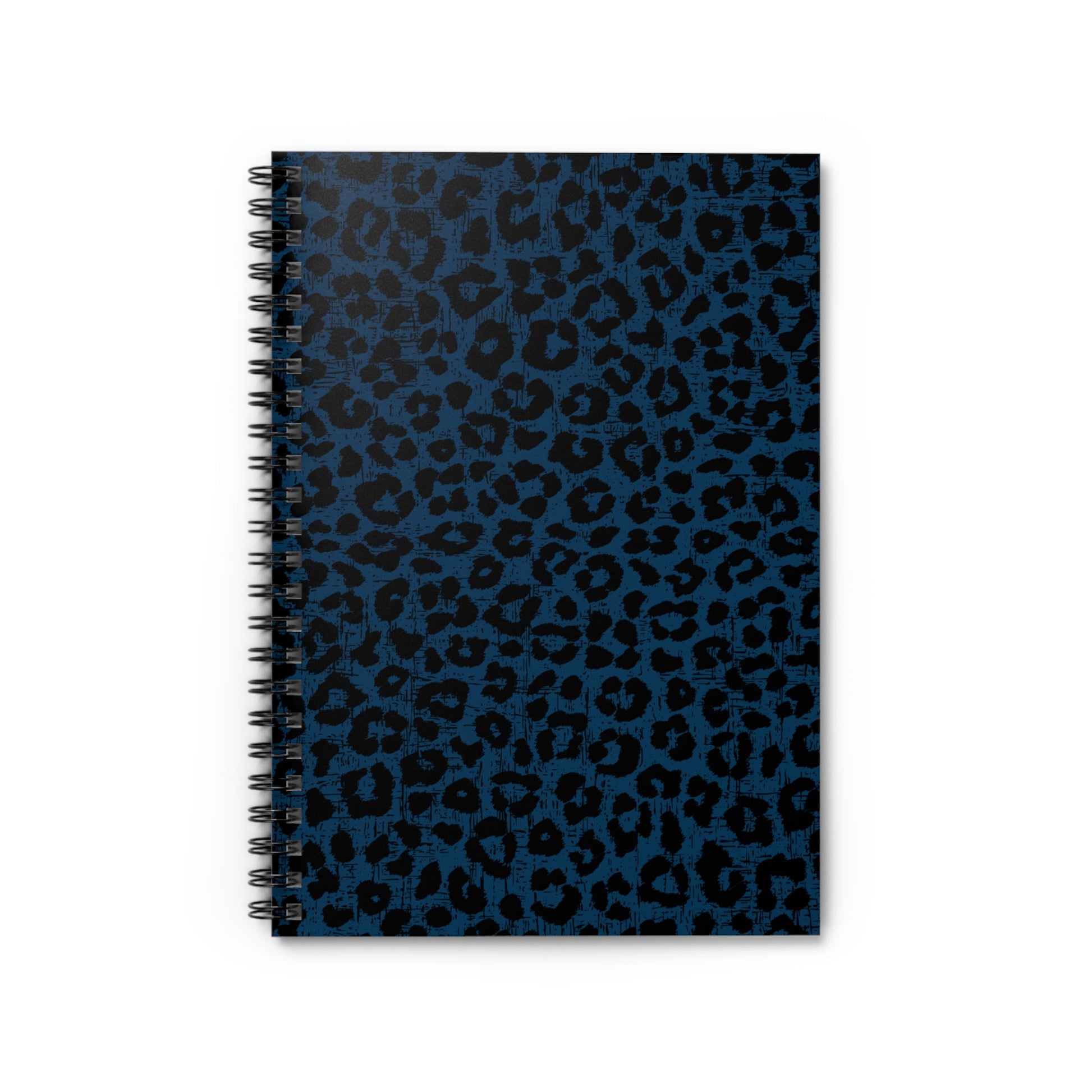 Blue and Black Leopard Print Spiral Notebook - Ruled Line: Stylish Animal Pattern Design - Eddy and Rita