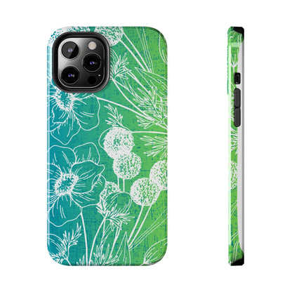 Blue and Green Ombre Floral Cell Phone Cover: Artistic Device Protection - Eddy and Rita