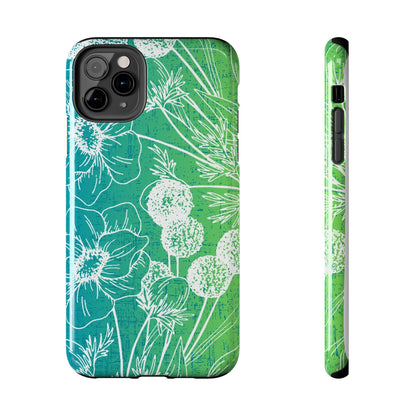 Blue and Green Ombre Floral Cell Phone Cover: Artistic Device Protection - Eddy and Rita