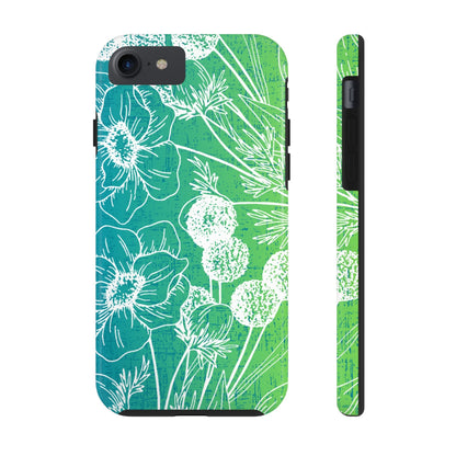 Blue and Green Ombre Floral Cell Phone Cover: Artistic Device Protection - Eddy and Rita