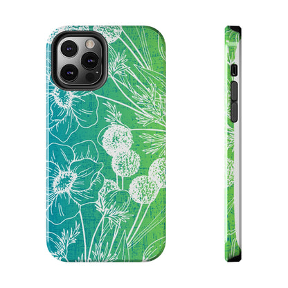 Blue and Green Ombre Floral Cell Phone Cover: Artistic Device Protection - Eddy and Rita