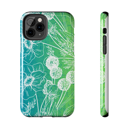 Blue and Green Ombre Floral Cell Phone Cover: Artistic Device Protection - Eddy and Rita