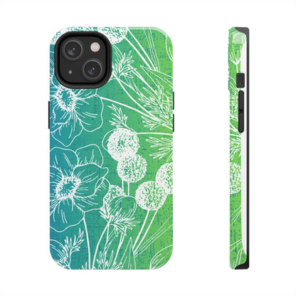 Blue and Green Ombre Floral Cell Phone Cover: Artistic Device Protection - Eddy and Rita