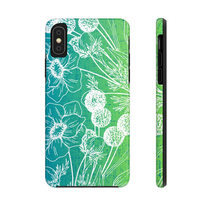 Blue and Green Ombre Floral Cell Phone Cover: Artistic Device Protection - Eddy and Rita