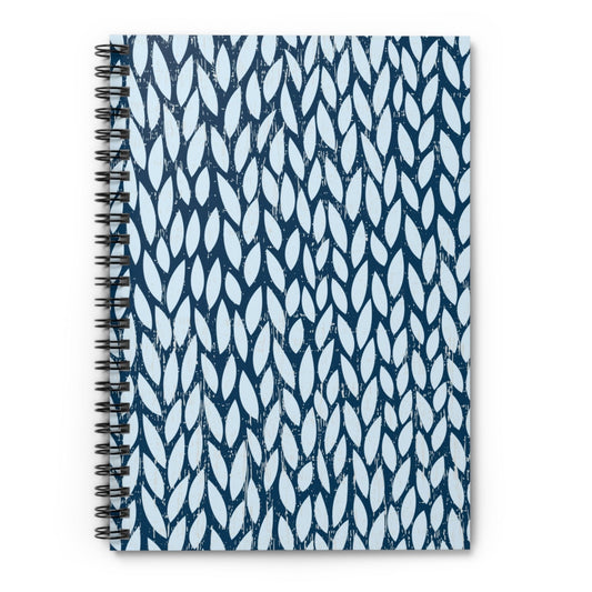 Blue and White Yarn Pattern Spiral Notebook - Ruled Line: Cozy Crafting Design - Eddy and Rita