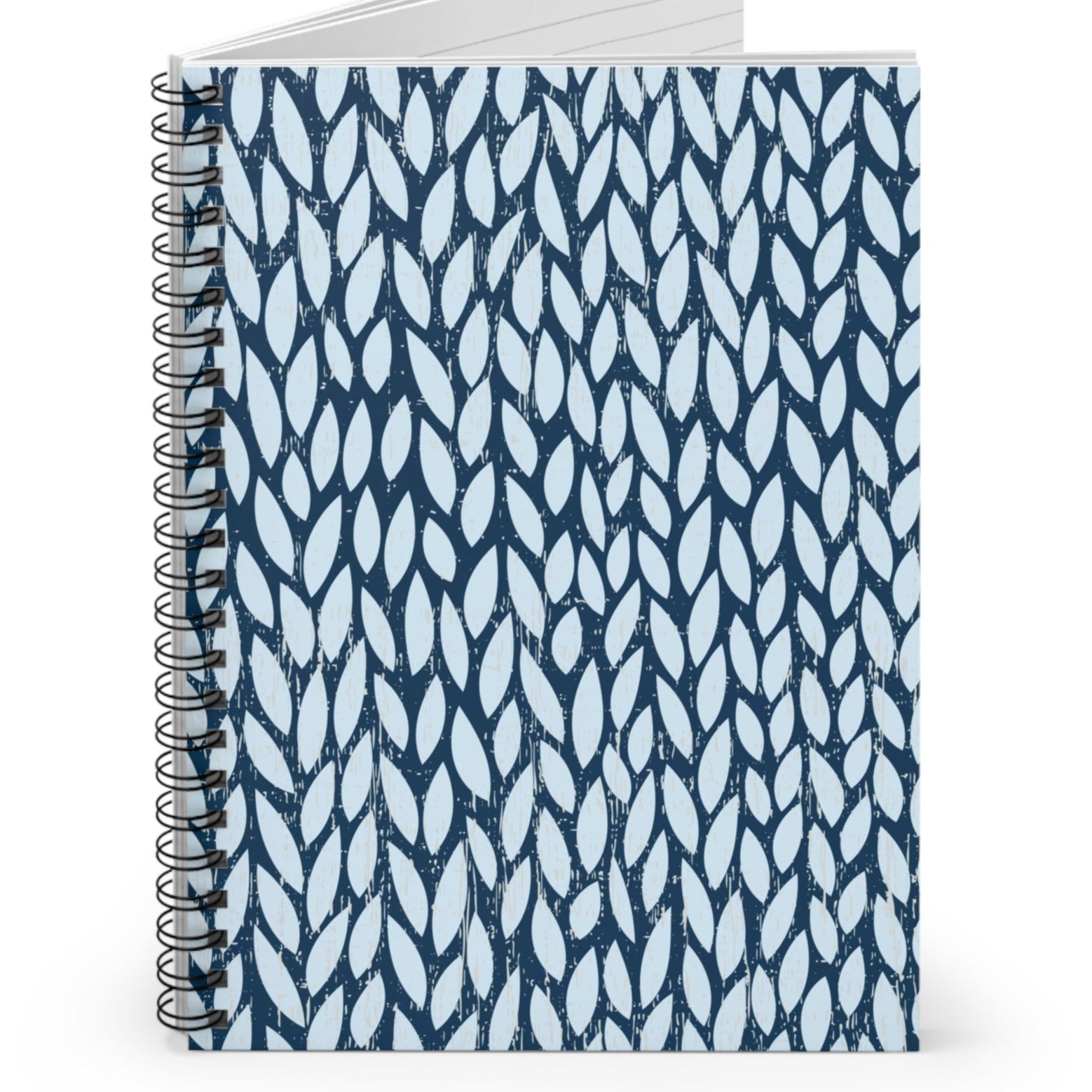 Blue and White Yarn Pattern Spiral Notebook - Ruled Line: Cozy Crafting Design - Eddy and Rita