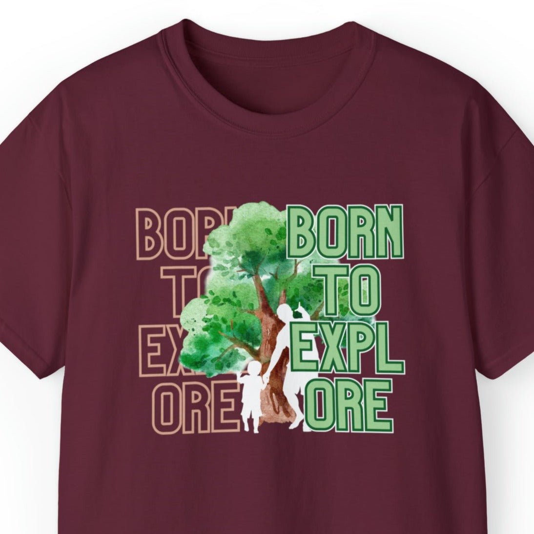 Born to Explore Men's Tee: Father-Son Adventure Among Tall Trees - Eddy and Rita