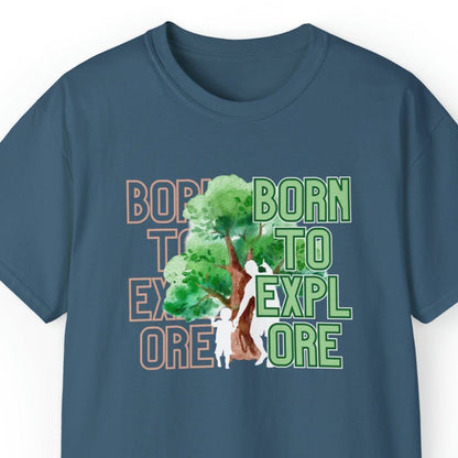 Born to Explore Men's Tee: Father-Son Adventure Among Tall Trees - Eddy and Rita