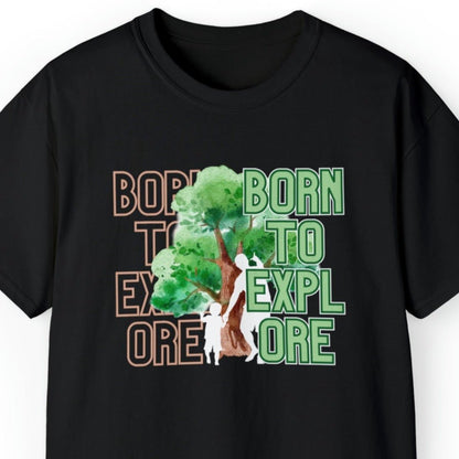 Born to Explore Men's Tee: Father-Son Adventure Among Tall Trees - Eddy and Rita