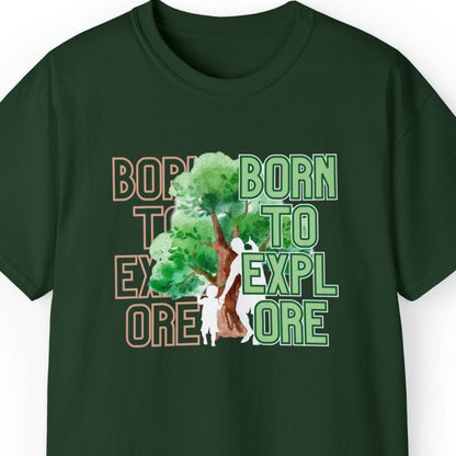 Born to Explore Men's Tee: Father-Son Adventure Among Tall Trees - Eddy and Rita