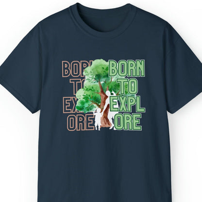 Born to Explore Men's Tee: Father-Son Adventure Among Tall Trees - Eddy and Rita