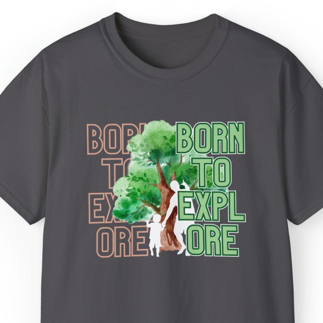 Born to Explore Men's Tee: Father-Son Adventure Among Tall Trees - Eddy and Rita