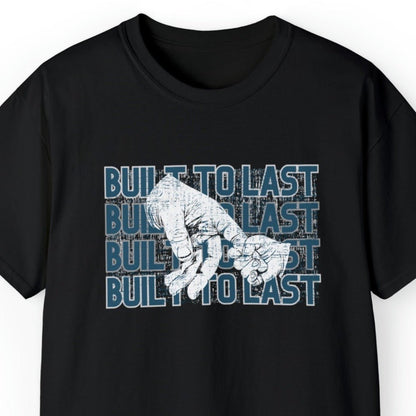 Built to Last Men's Tee: Father's Hand Holding Child's Promise - Eddy and Rita