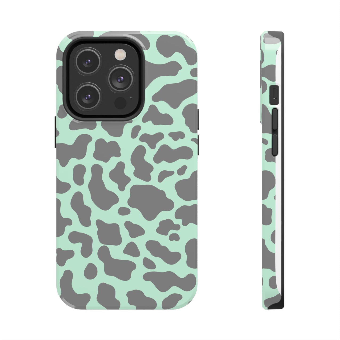 Chic Mint and Grey Animal Print Cell Phone Cover: Stylish Device Protection - Eddy and Rita