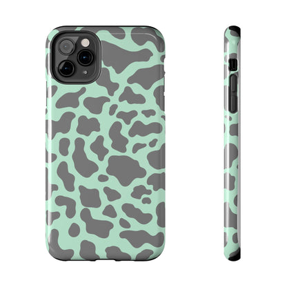 Chic Mint and Grey Animal Print Cell Phone Cover: Stylish Device Protection - Eddy and Rita