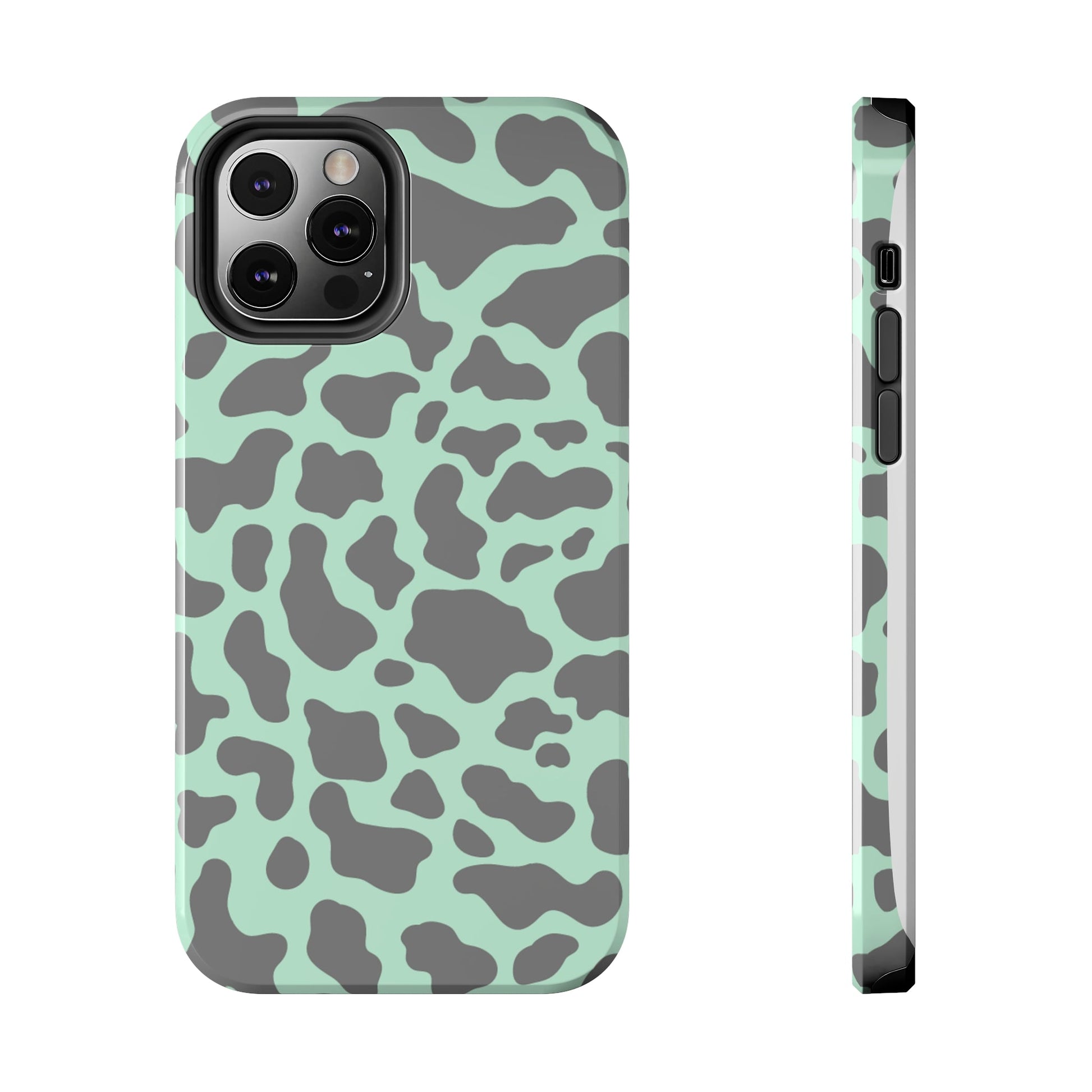 Chic Mint and Grey Animal Print Cell Phone Cover: Stylish Device Protection - Eddy and Rita