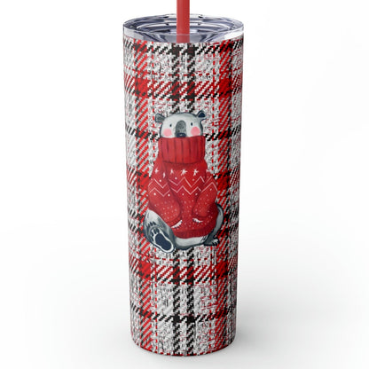 Cozy Polar Bear Christmas 20oz Skinny Tumbler with Straw: Winter Sipper - Eddy and Rita