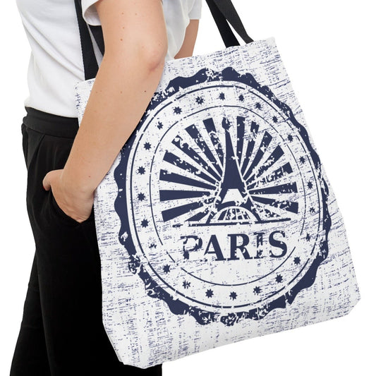 Elegant Eiffel Tower Illustrated Large Tote Bag - Parisian Landmark Artistic Design - Eddy and Rita